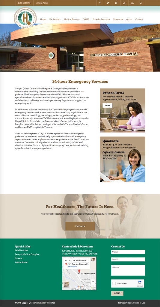 Copper Queen Community Hospital website